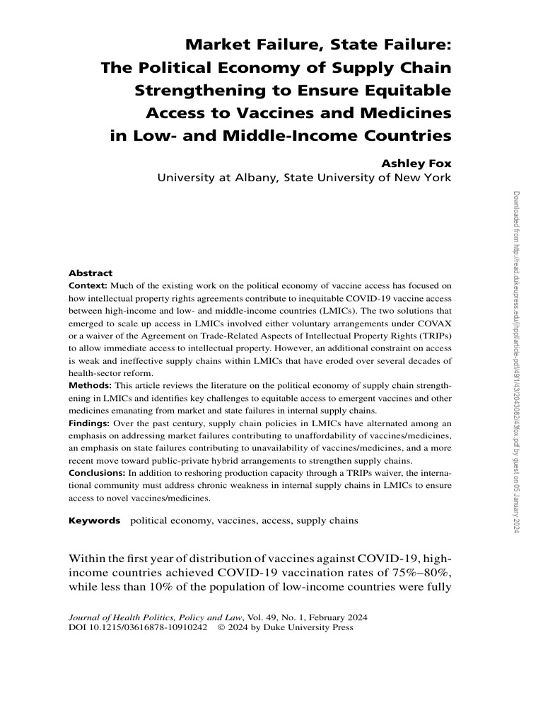 2024 - Market Failure, State Failure | PDF | Trips Agreement | Generic Drug