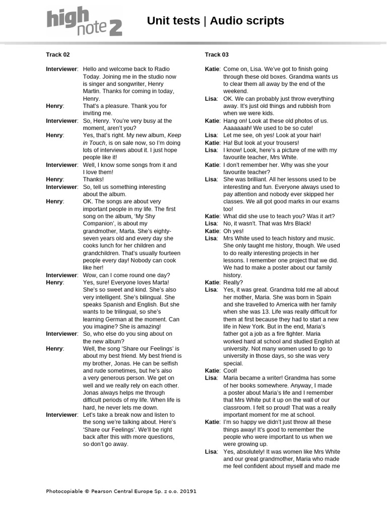 HN2 Unit Tests Audioscript | PDF