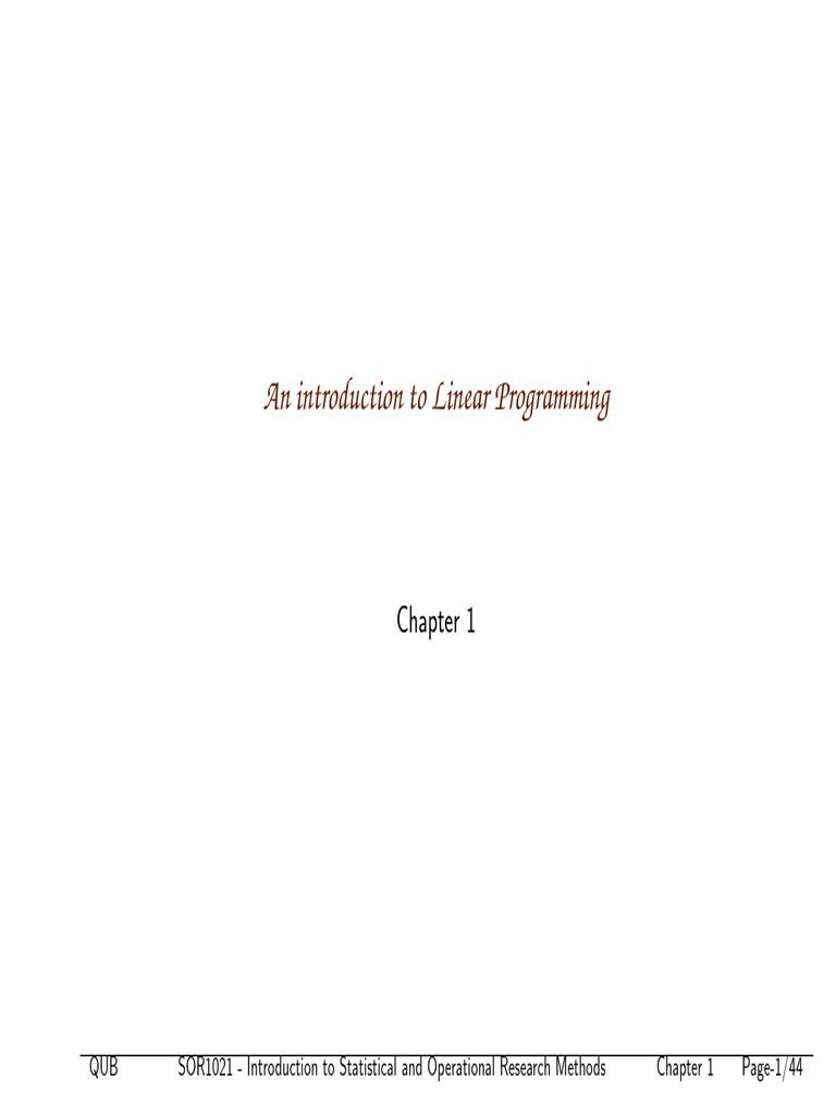 Chapter 1 Linear Programming | PDF | Linear Programming | Mathematical ...