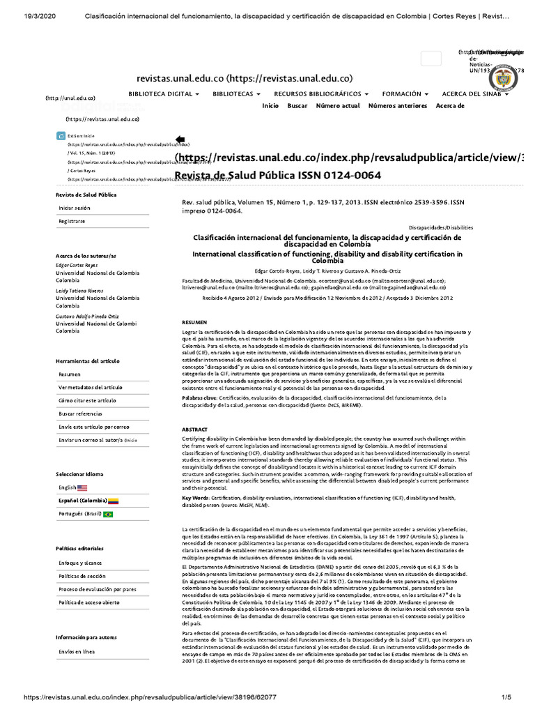 Certificación de Discapacidad en Colombia | PDF | Invalidez ...