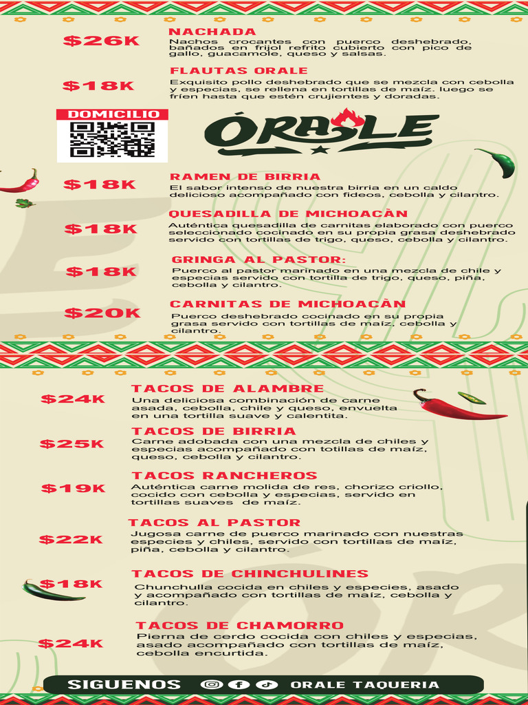 Orale Menu | PDF