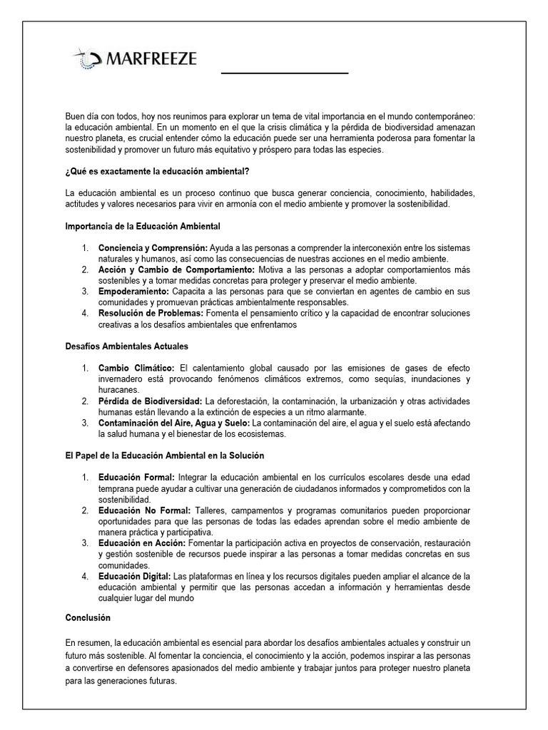 Educación Ambiental para un Futuro Sostenible | PDF | Sustentabilidad ...