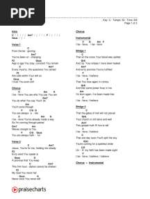 I Believe (Charity Gayle) Chord Chart - C - 2 Column Layout