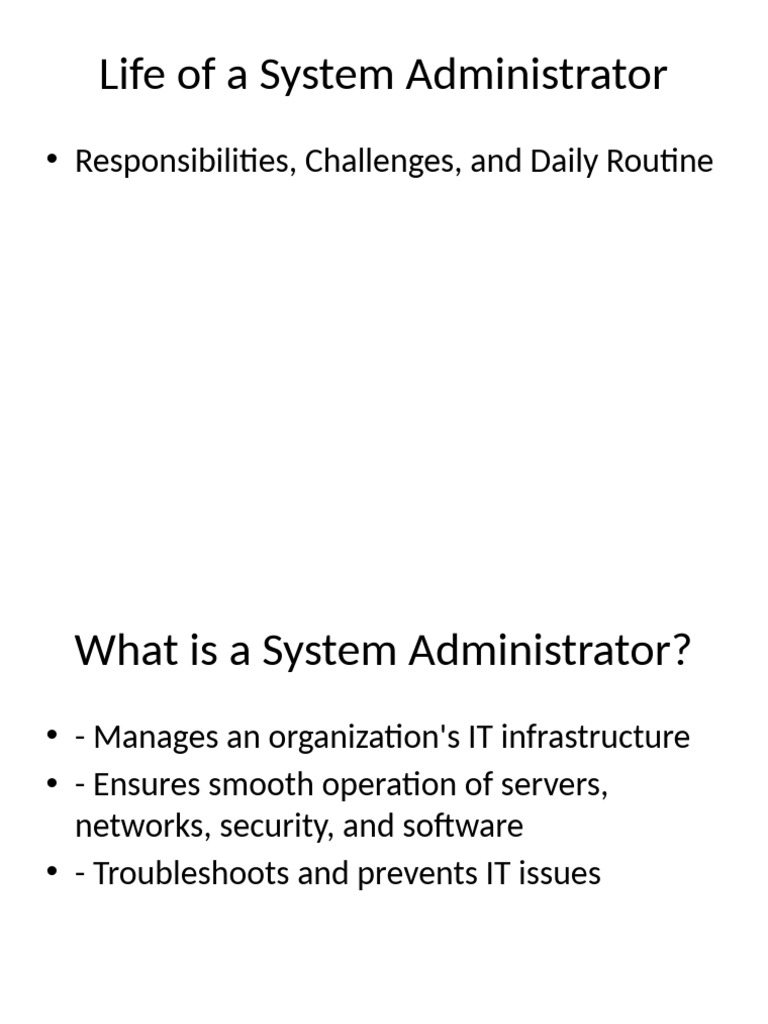 System Administrator: Roles & Challenges | PDF | Security | Computer ...