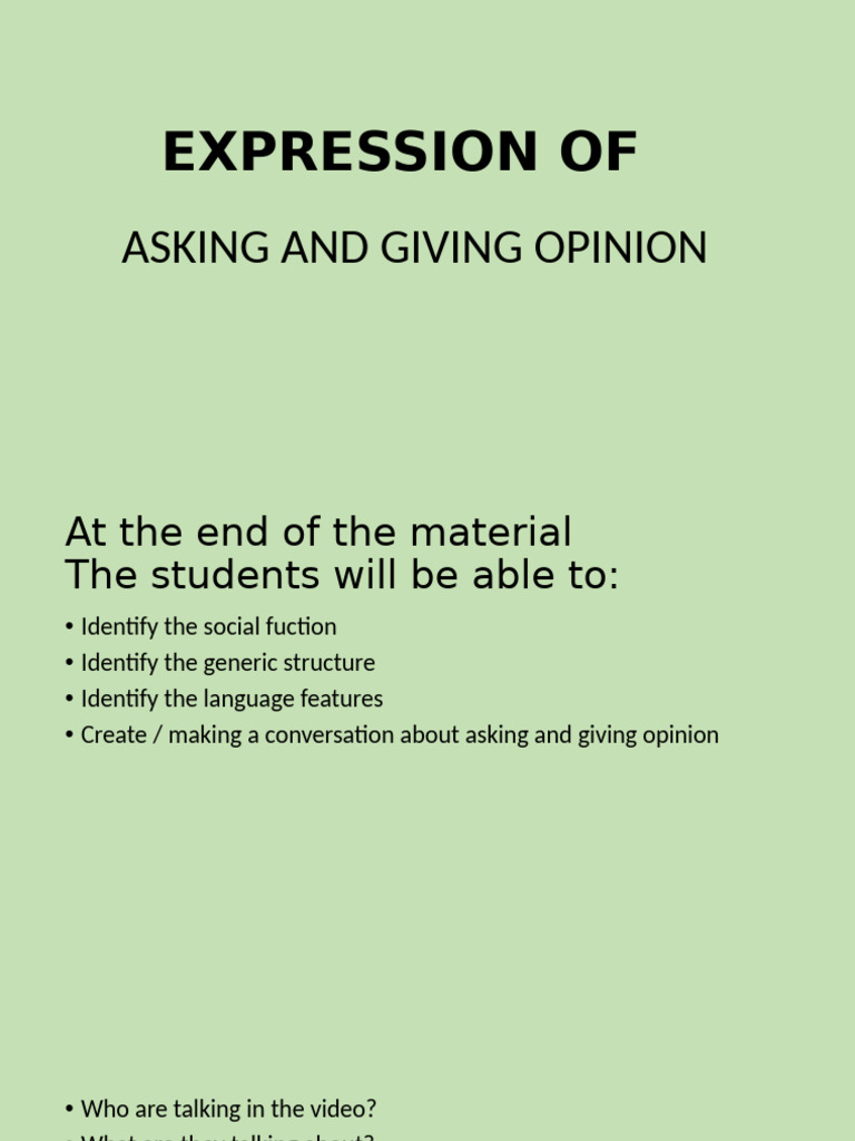 Asking and Giving Opinions Guide | PDF