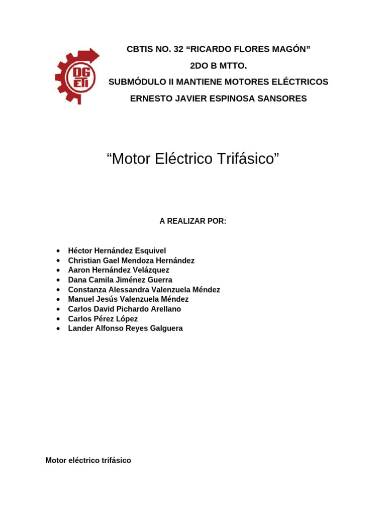 Motor Eléctrico Trifásico | PDF | Motores | Motor eléctrico