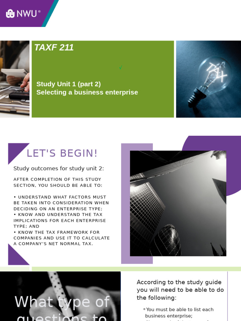 TAXF+211+SU+1+Selecting+a+Business+Enterprise+2025+ Part+2 | PDF ...