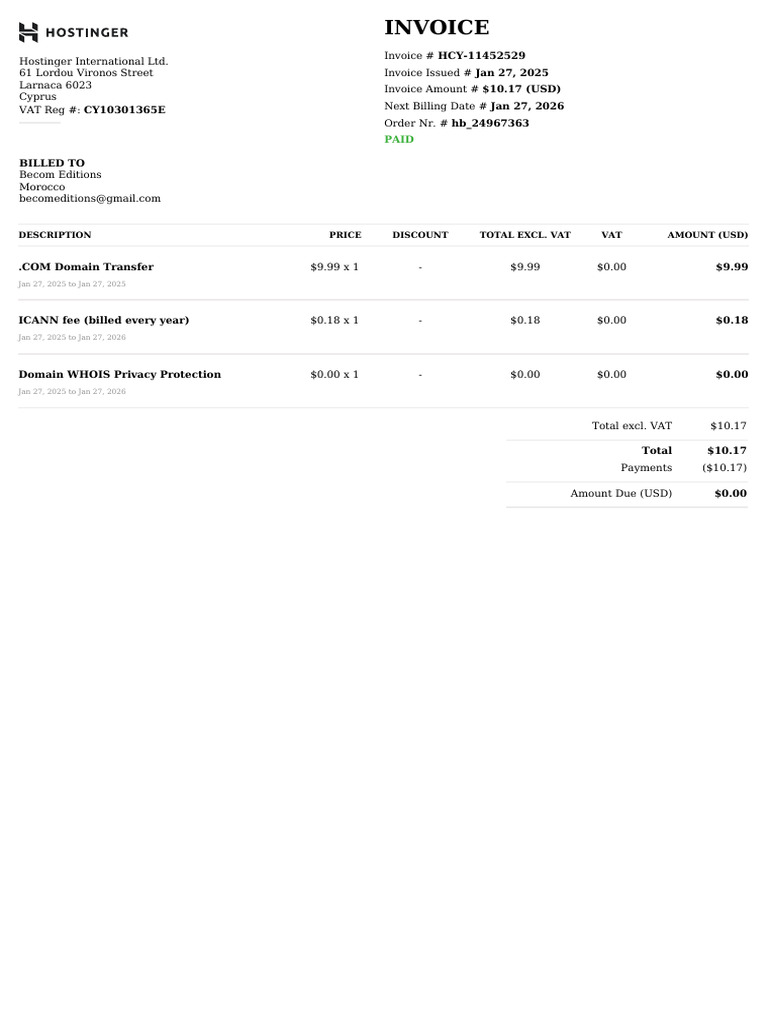 Invoice for Becom Editions | PDF