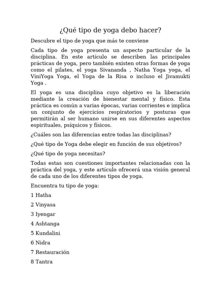 Encuentra tu tipo de yoga ideal | PDF | Yoga | Tantra