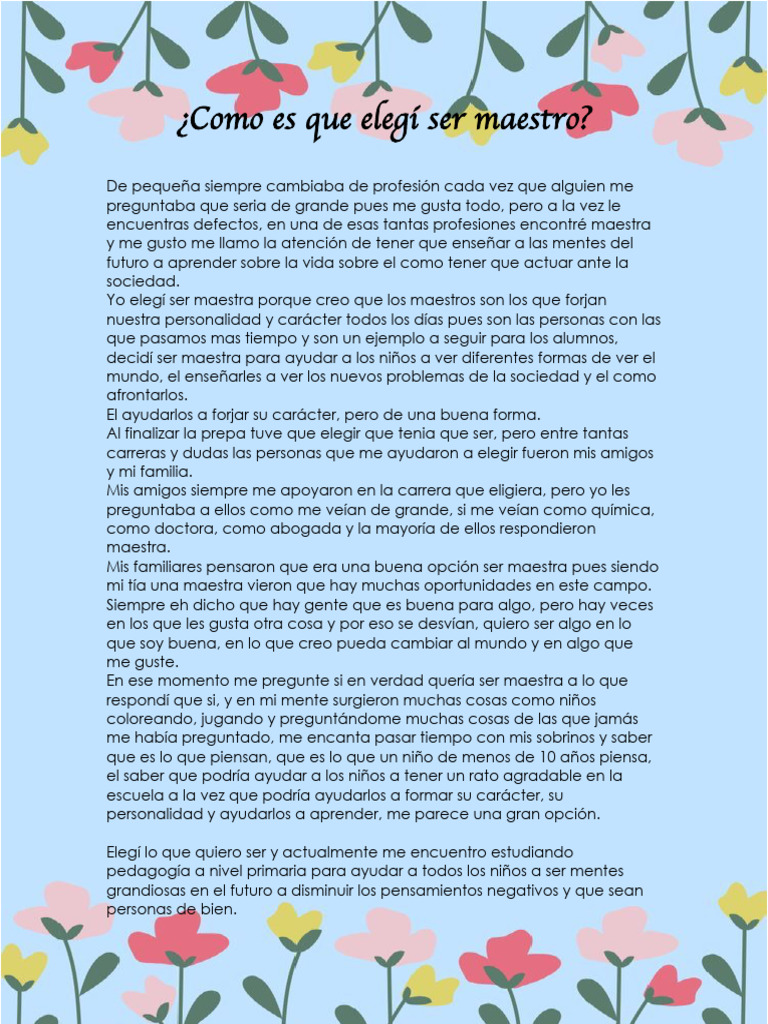 ¿Como Es Que Elegí Ser Maestro | PDF