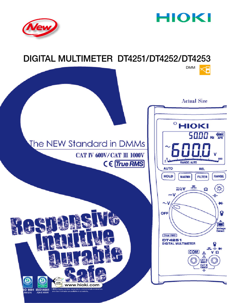 Hioki DT4252 Digital Multimeter Specs | PDF | Electronics | Electricity