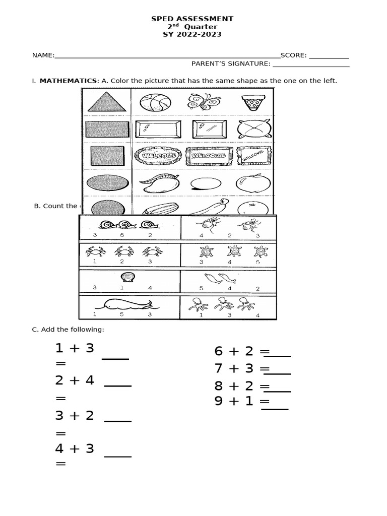 SPED Assessment: 2nd Quarter 2022-2023 | PDF