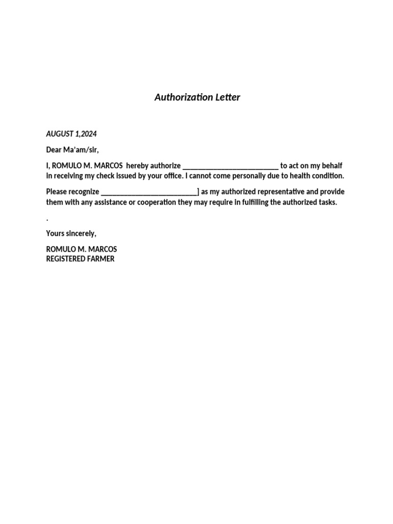 Authorization Letter | PDF
