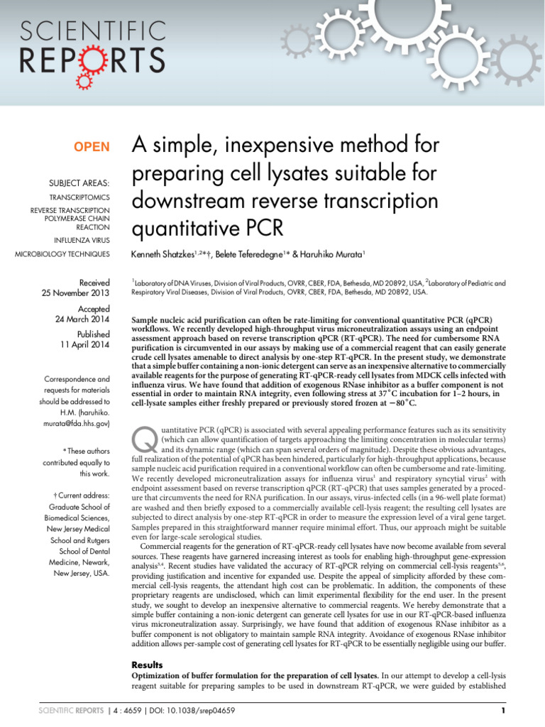 2014 RT-QPCR Shatzkes Teferedegne & Murata | PDF | Real Time Polymerase ...