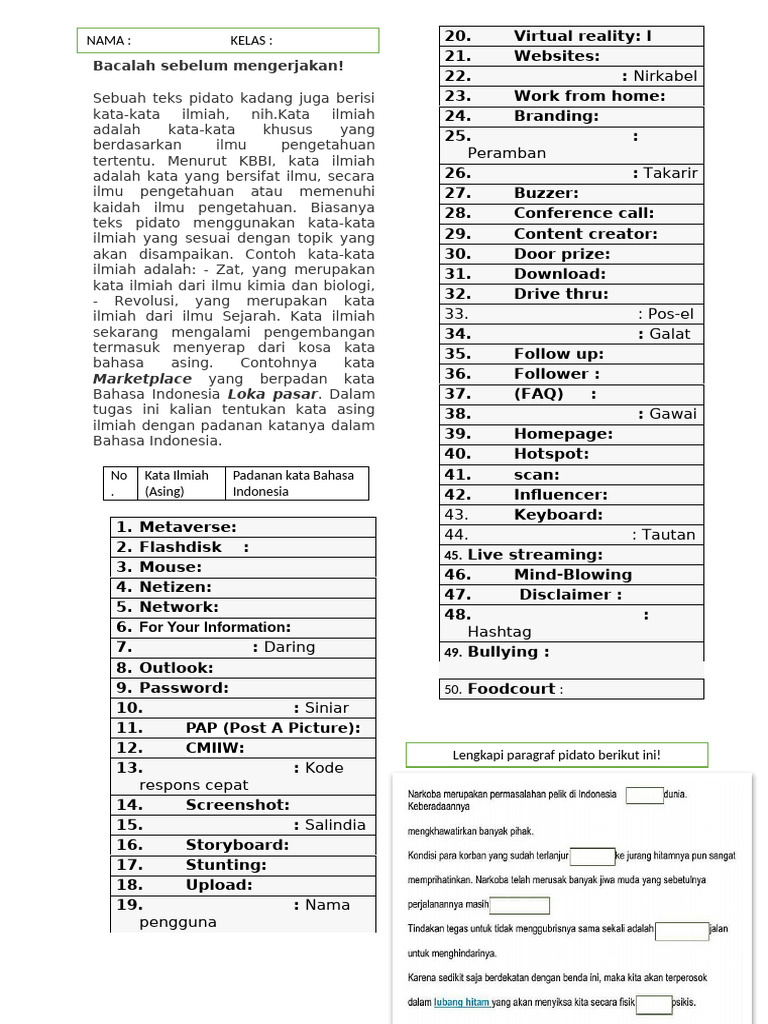 Kata Ilmiah dan Padanan B. Indo | PDF