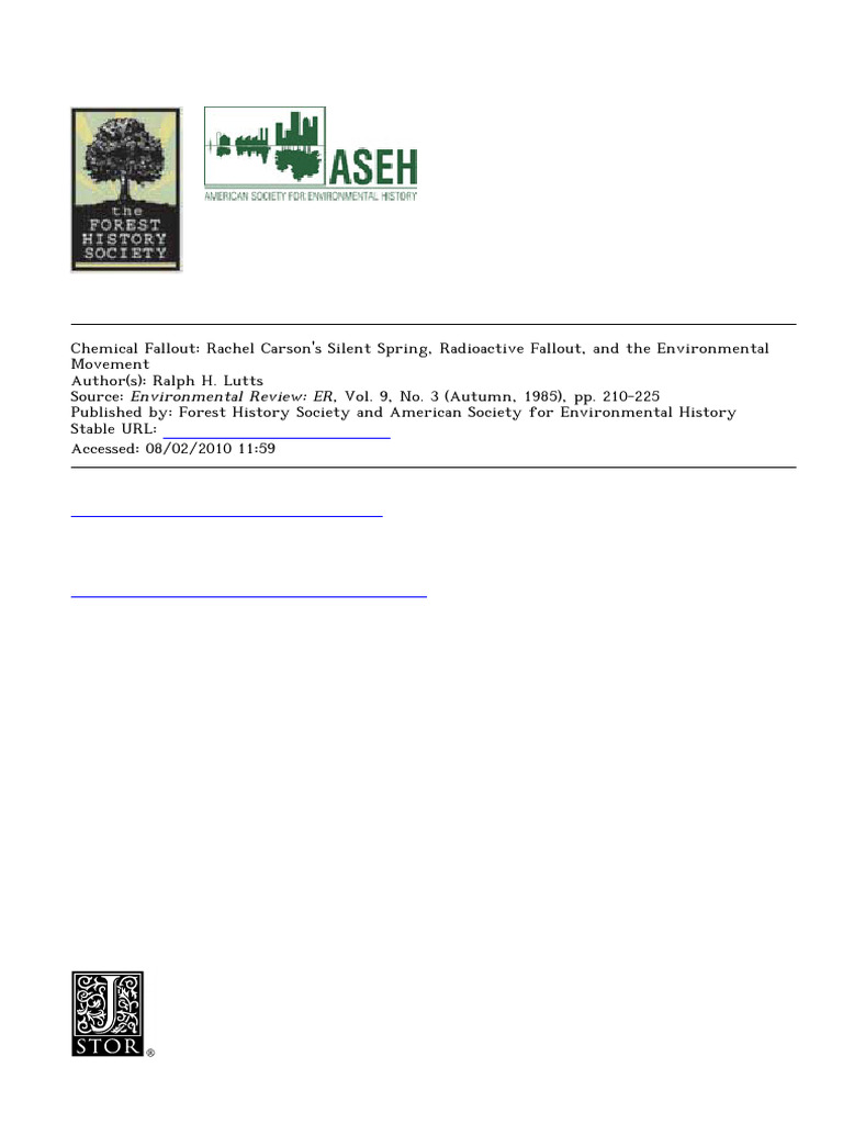 Chemical Fallout - Rachel Carsons Silet Spring, Radioactive Fallout ...
