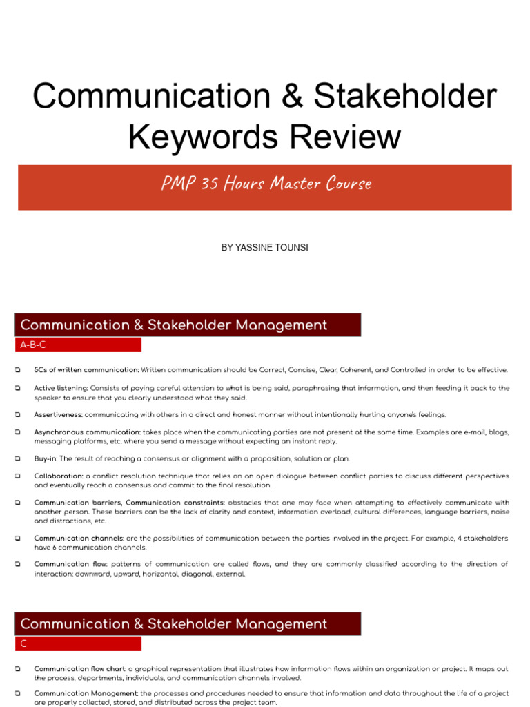 Communication+&+Stakeholder+(Keywords+Review) | PDF | Communication ...