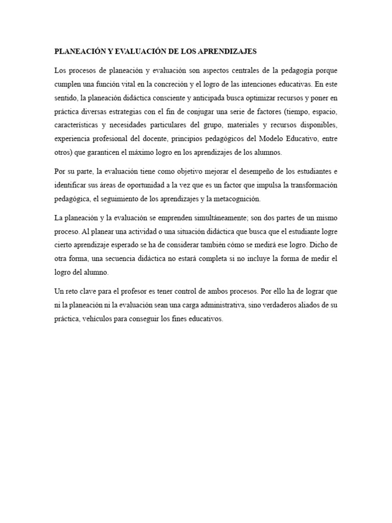 Planeación y Evaluación Educativa Efectiva | PDF | Evaluación | Enseñando