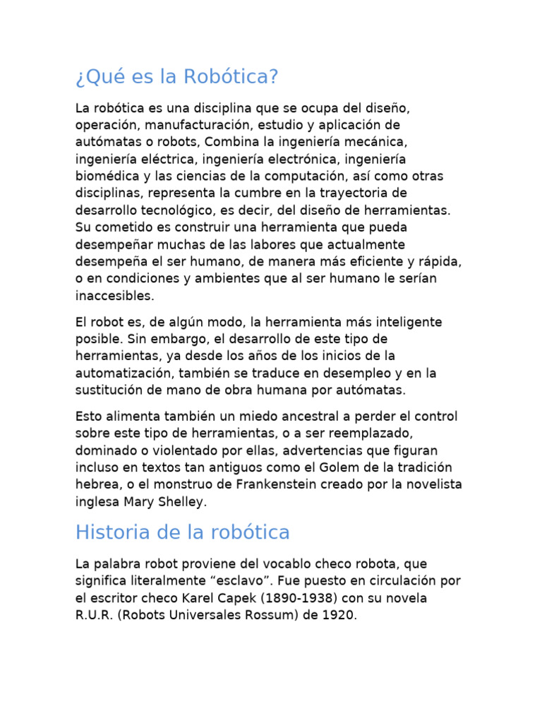 Introducción a la Robótica y sus Aplicaciones | PDF | Robot | Robótica