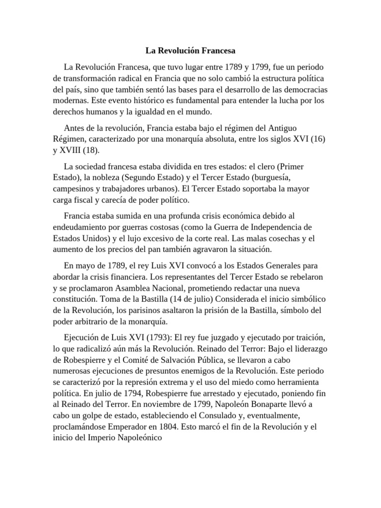 Historia de la Revolución Francesa | PDF