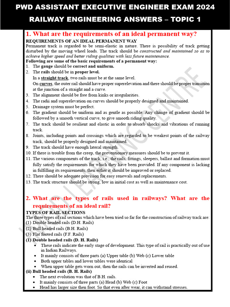 Ideal Requirements for Permanent Railway Track | PDF | Track Gauge ...