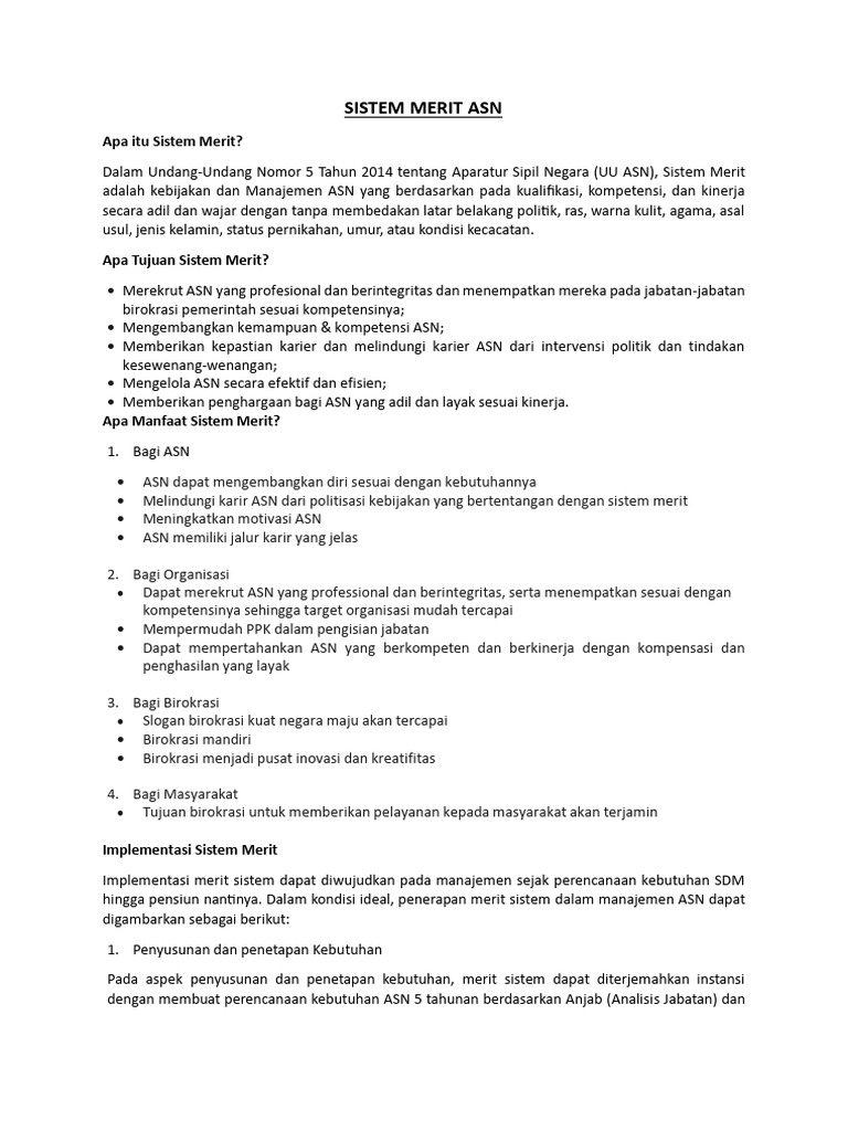 Penerapan Sistem Merit ASN secara Efektif | PDF