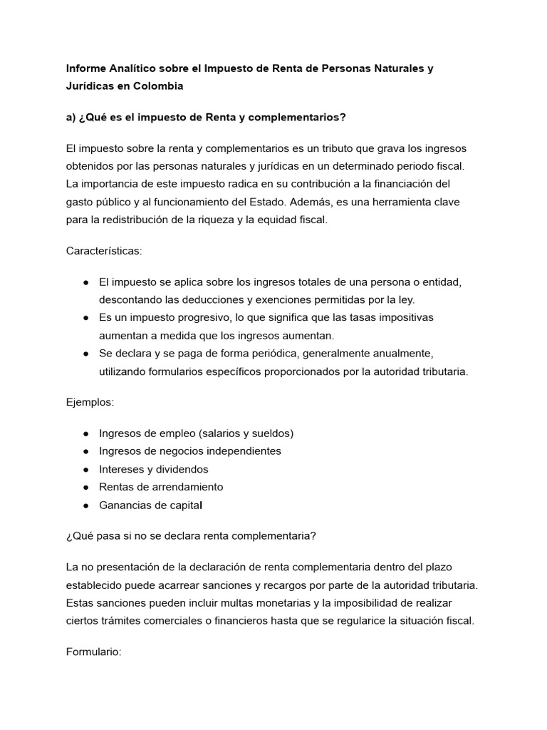 Impuesto de Renta en Colombia 2022 | PDF | Impuestos | Impuesto sobre ...