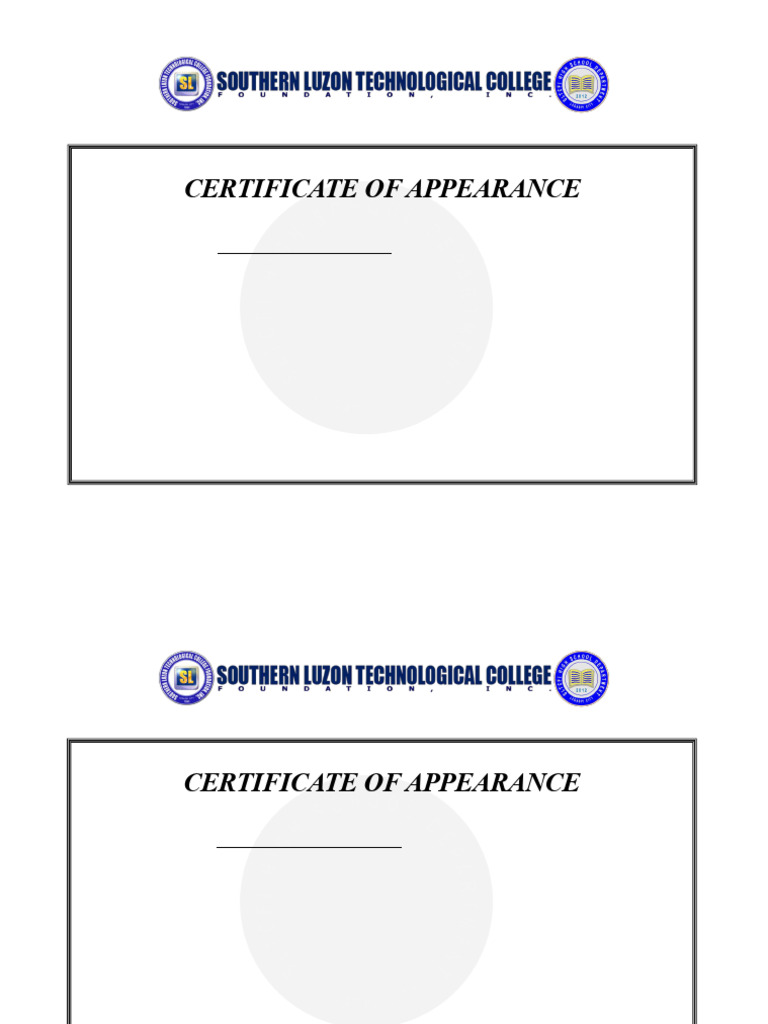 Certificate of Appearance PDF Certificate of Appearance PDF