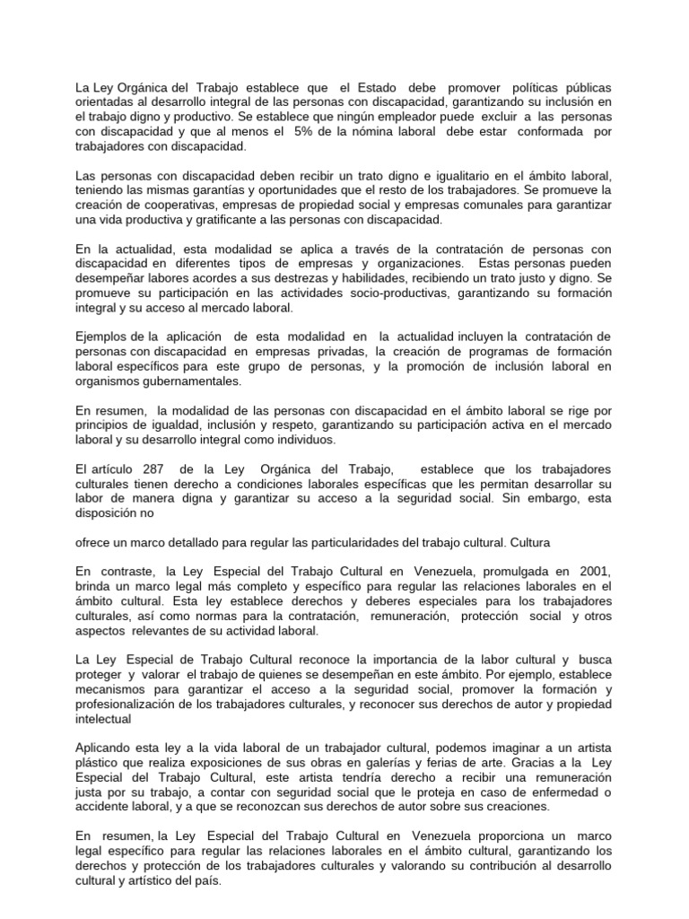 Inclusión Laboral de Personas con Discapacidad | PDF | Derecho laboral ...