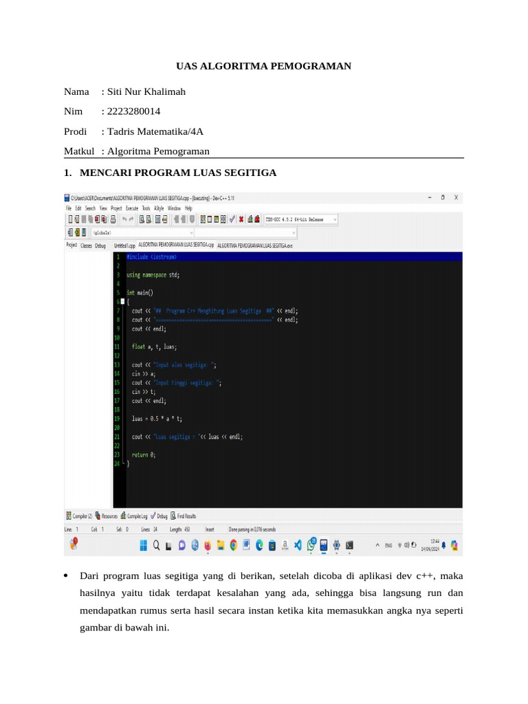 Uas Algoritma Pemograman | PDF