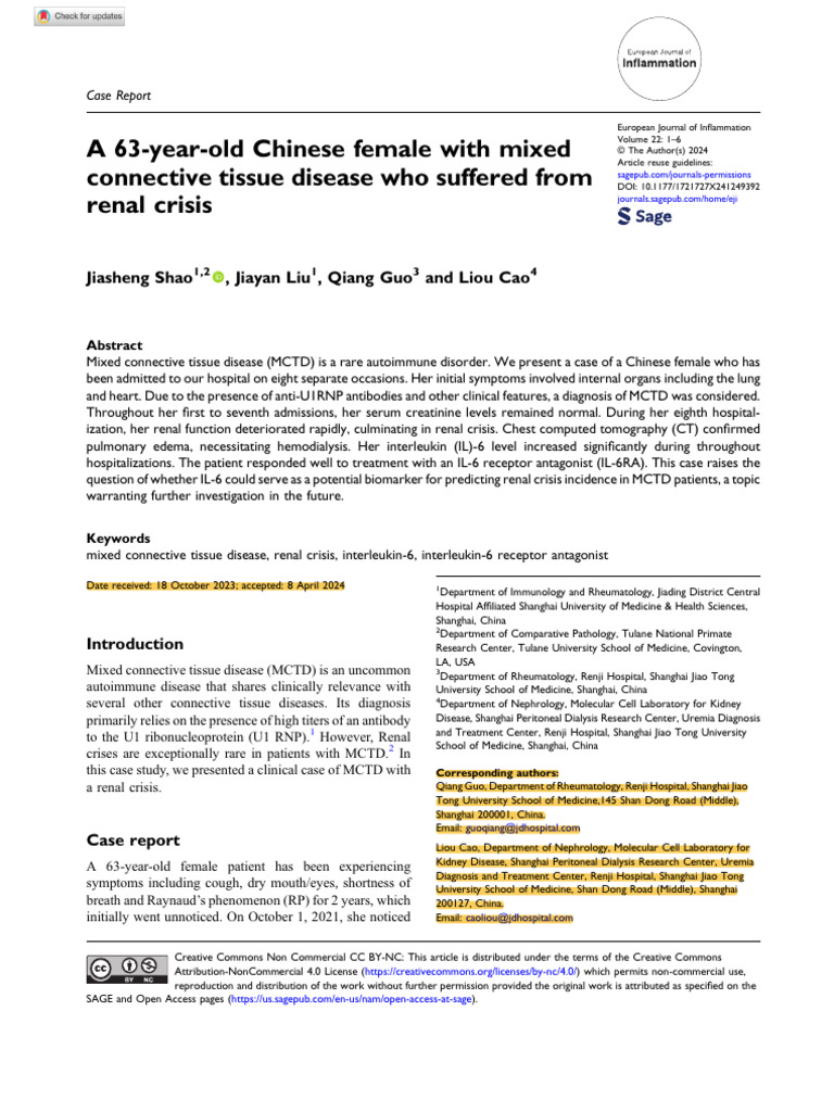 2024 A 63 Year Old Chinese Female With Mixed Connective Tissue Disease ...
