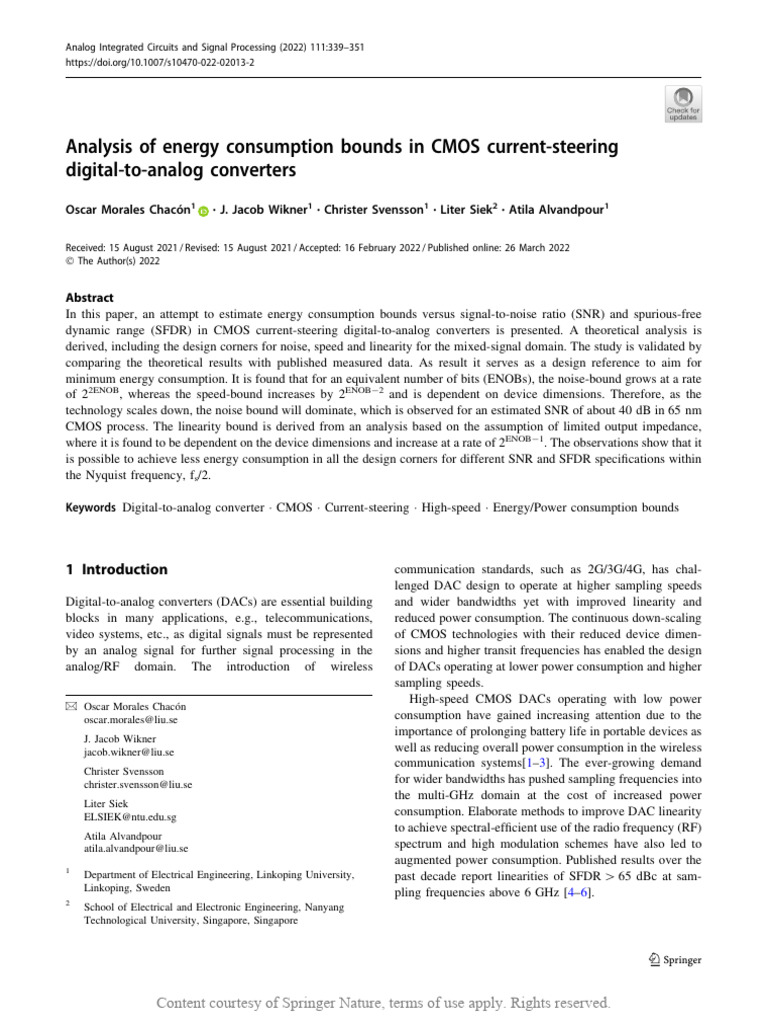 Analysis of Energy Consumption Bounds in CMOS Current Steering DAC ...