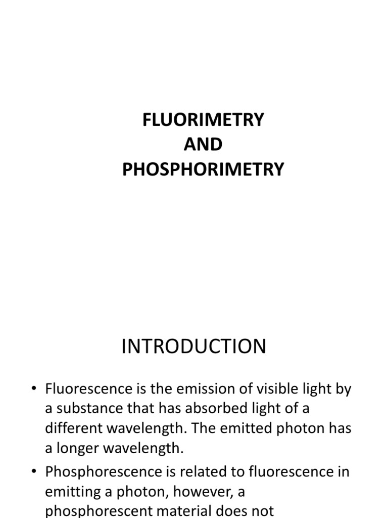 FLUORIMETRY &phosphorimetry PDF Fluorescence Emission Spectrum