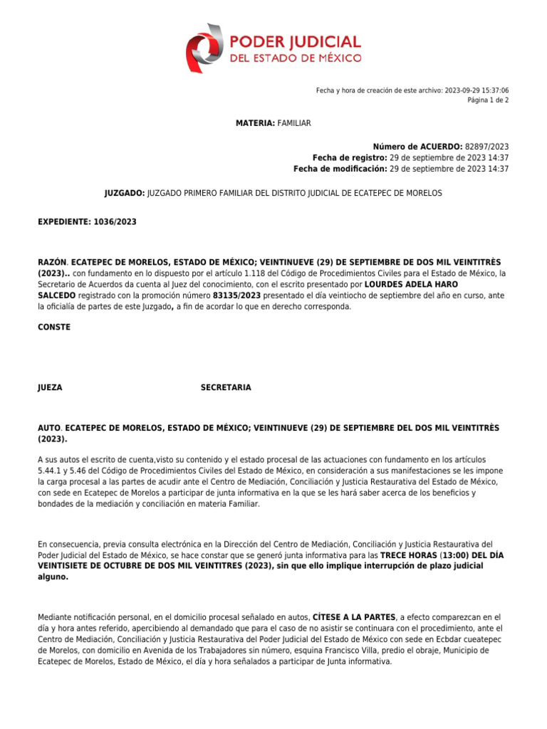 Junta Informativa de Mediación Familiar | PDF | Mediación | Separación ...