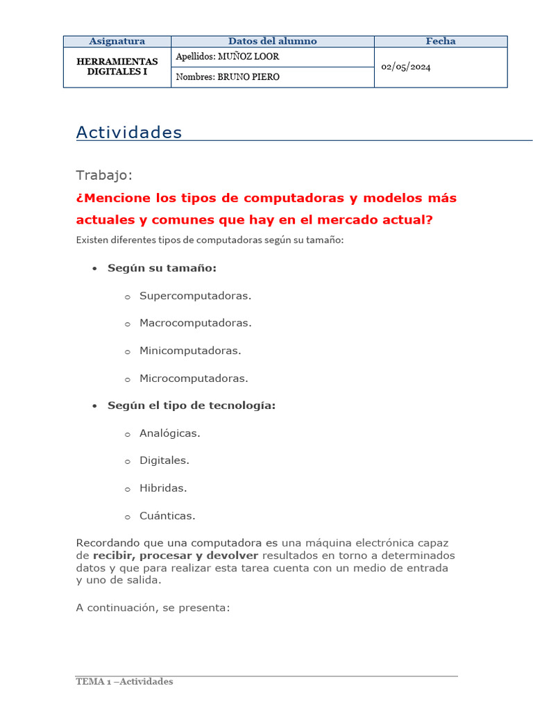 Tipos y Modelos de Computadoras Actuales | PDF | Microcomputadoras ...