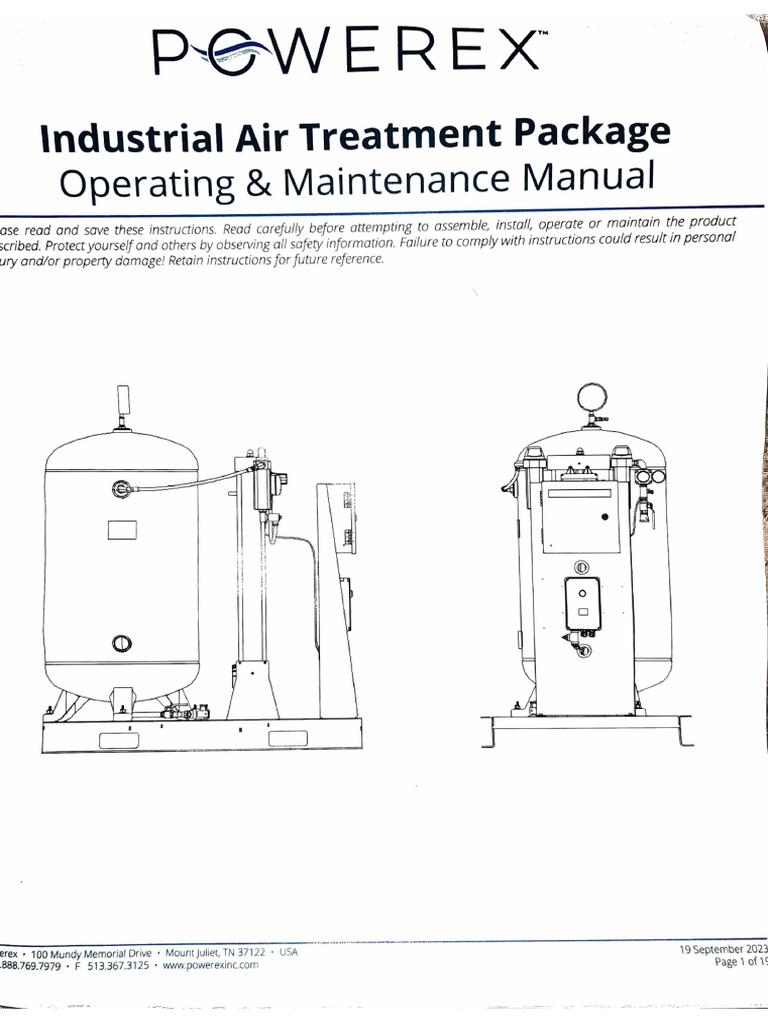 Industrial Air Treatment Package Operating and Maintenance Manual | PDF