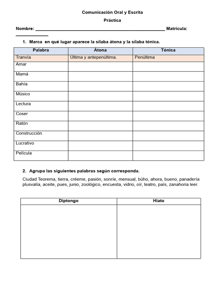 Ejercicios de Comunicación Oral y Escrita | PDF | Lingüística