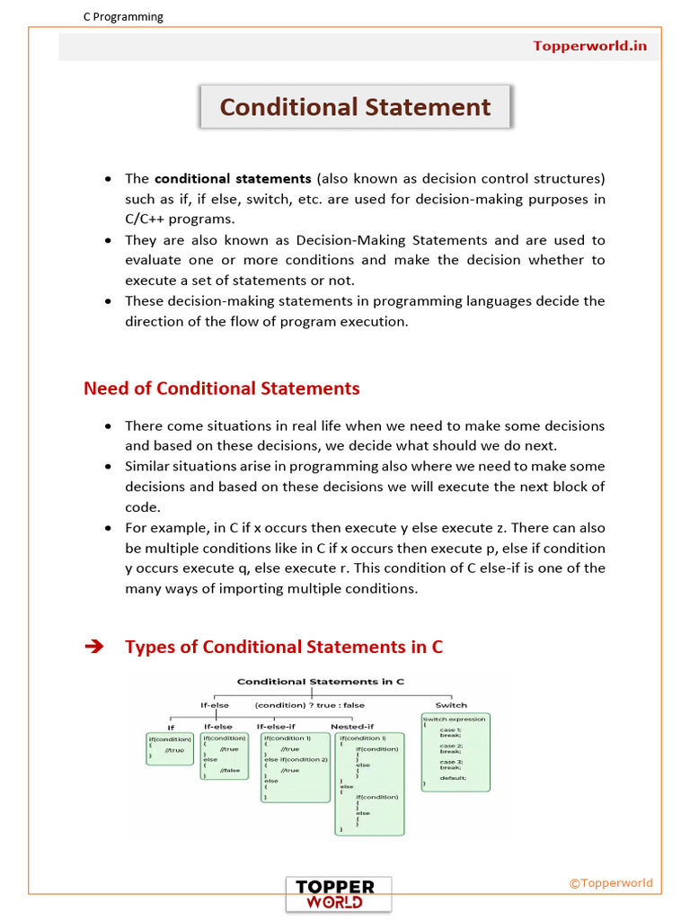 Conditional-Statements-in-C | PDF | Software Engineering | Computer ...