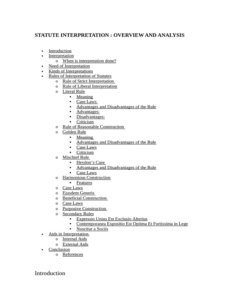 Statute Interpretation Overview Guide | PDF | Rule Of Law | Statutory ...