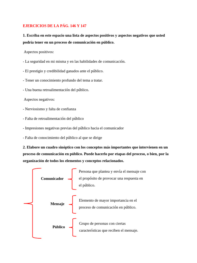 Ejercicios de La Pág. 146 y 147 | PDF | Hablar en público | Ansiedad