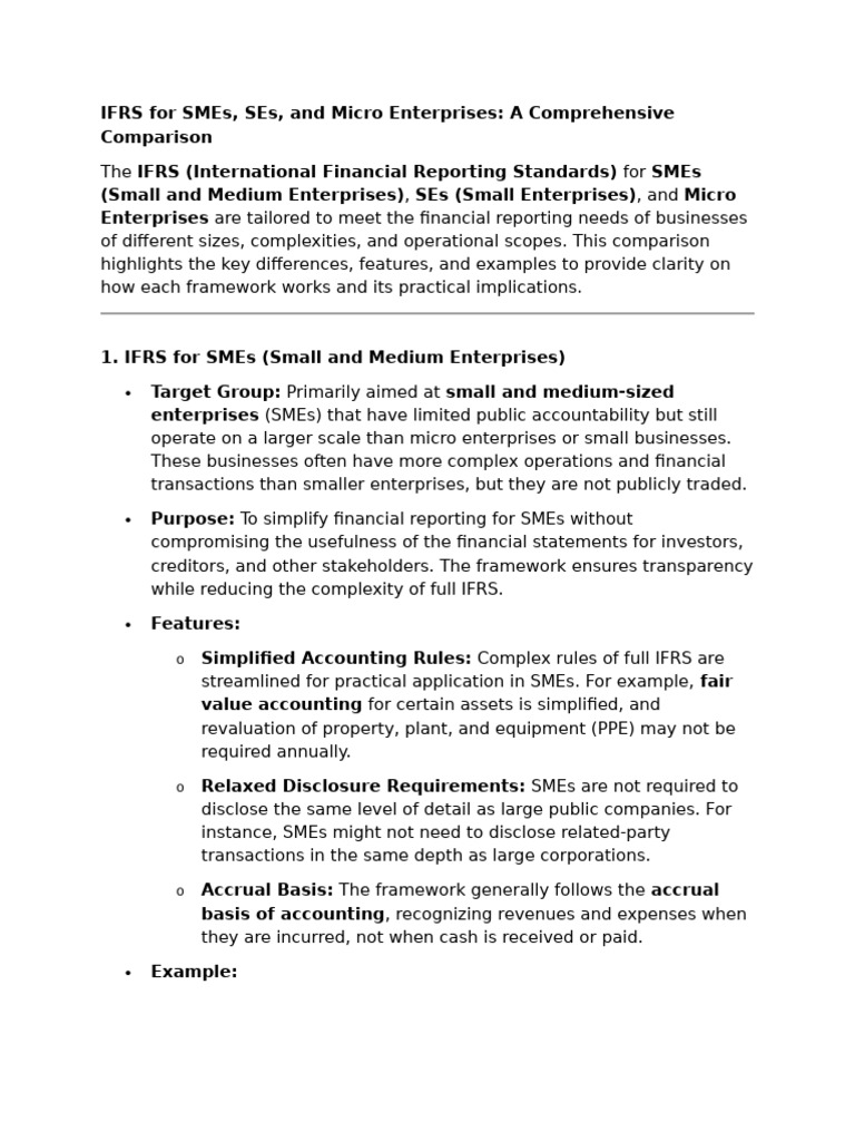Samples IFRS SMEs, SEs and Micro | PDF | Small And Medium Sized ...