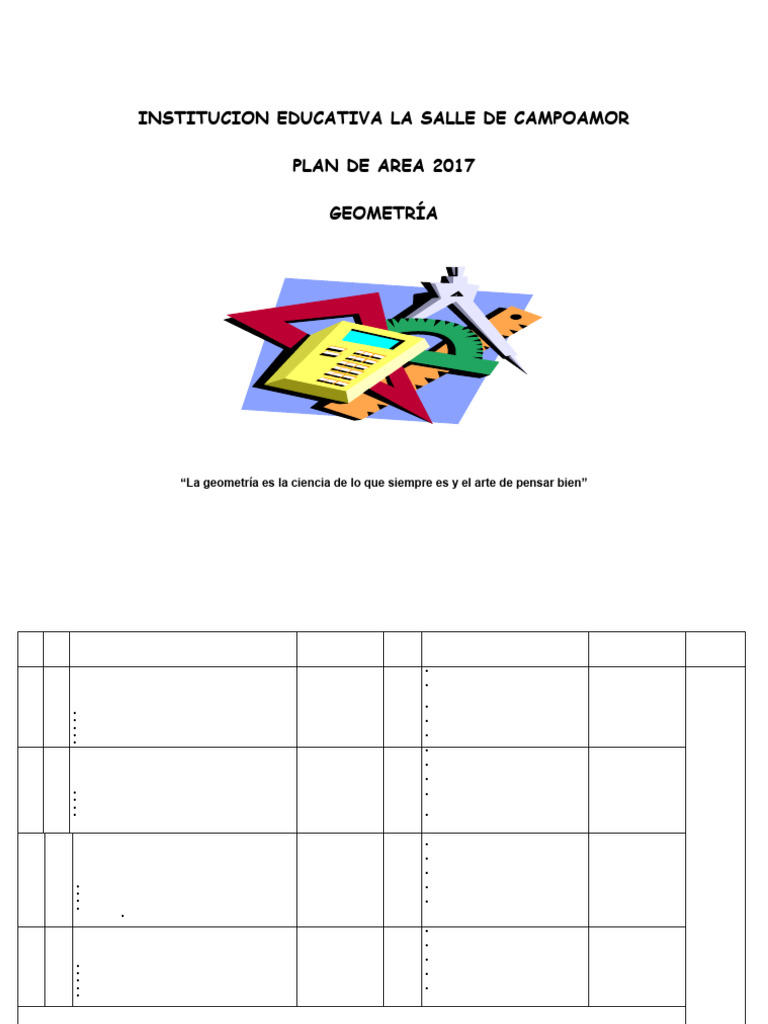 Plan de Área: Geometría Grado Sexto | PDF | Geometría | Triángulo