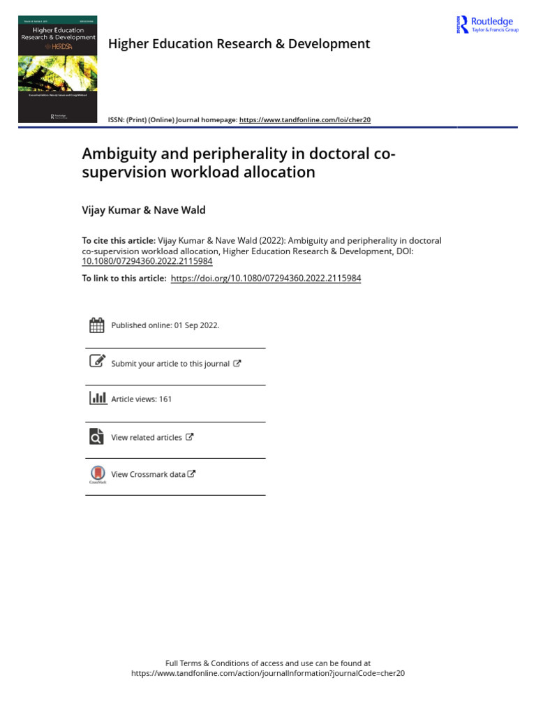 Doctoral Co-Supervision Workload Insights | PDF | Doctorate | Māori People