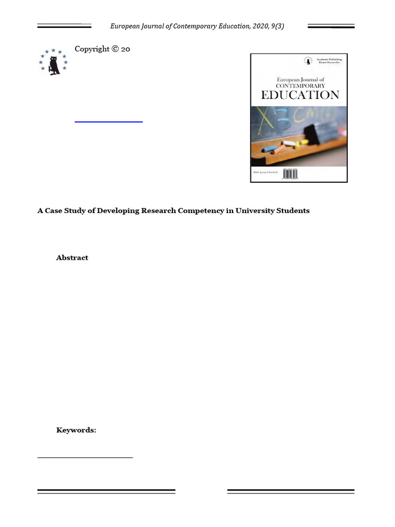 A Case Study of Developing Research Competency in University Students ...