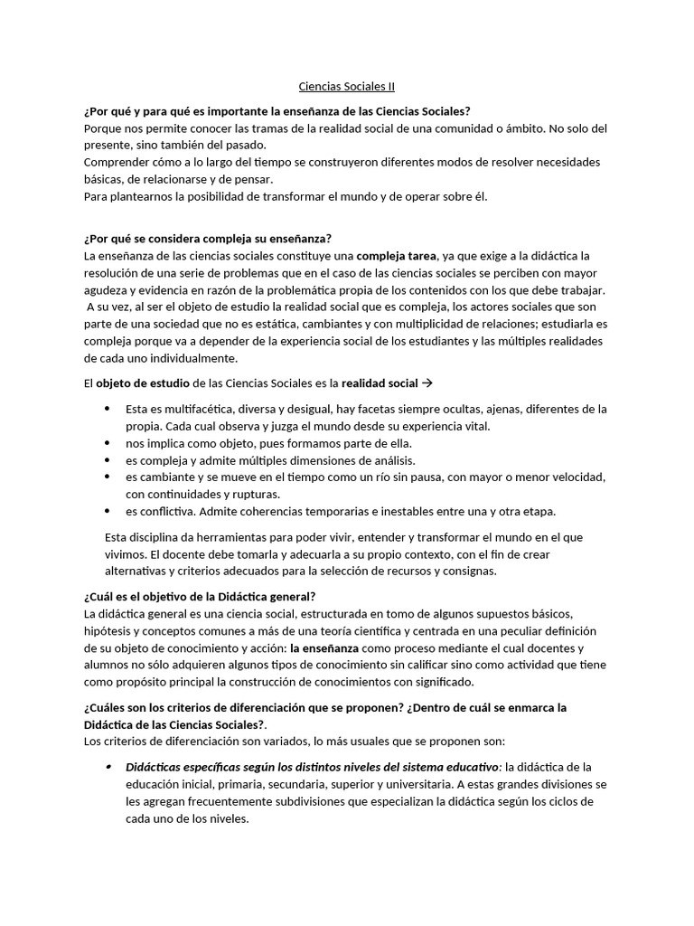 Importancia de la Enseñanza en Ciencias Sociales | PDF | Enseñando ...