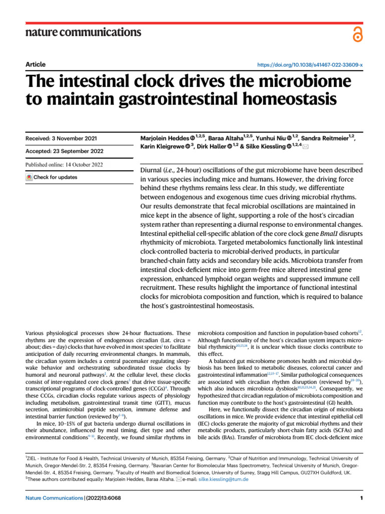 View of The Intestinal Clock Drives The Microbiome To Maintain Gastrointestinal ...