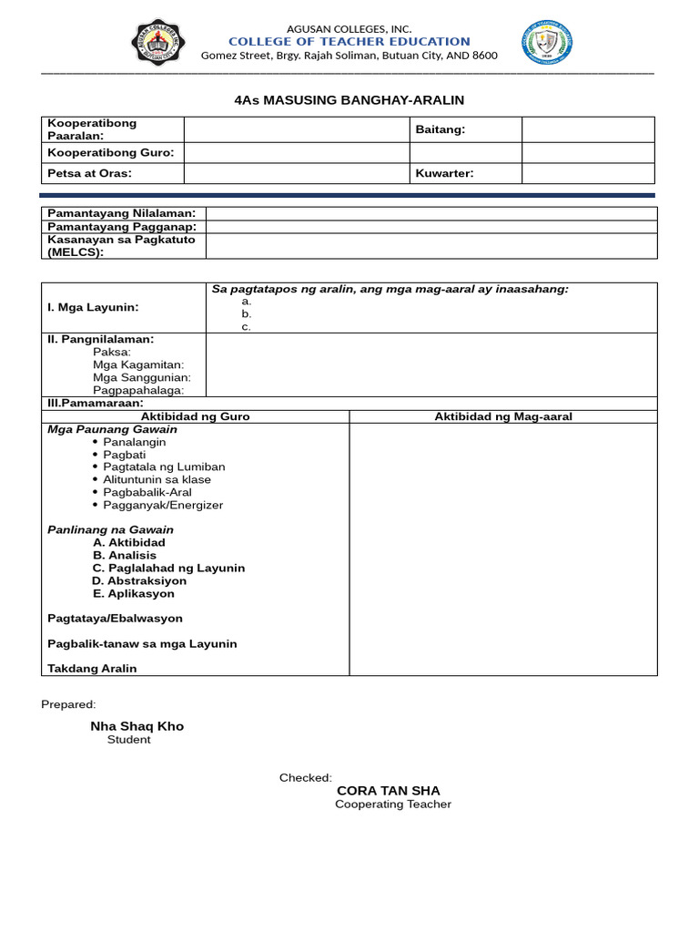 4as DETAILED LESSON PLAN | PDF