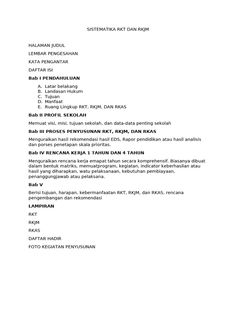 Sistematika RKT, RKJM, Dan Rkas | PDF