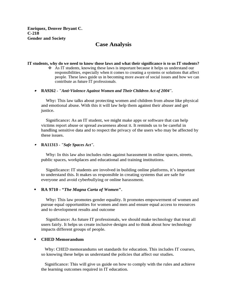 Case Analysis | PDF | Violence | Cyberbullying