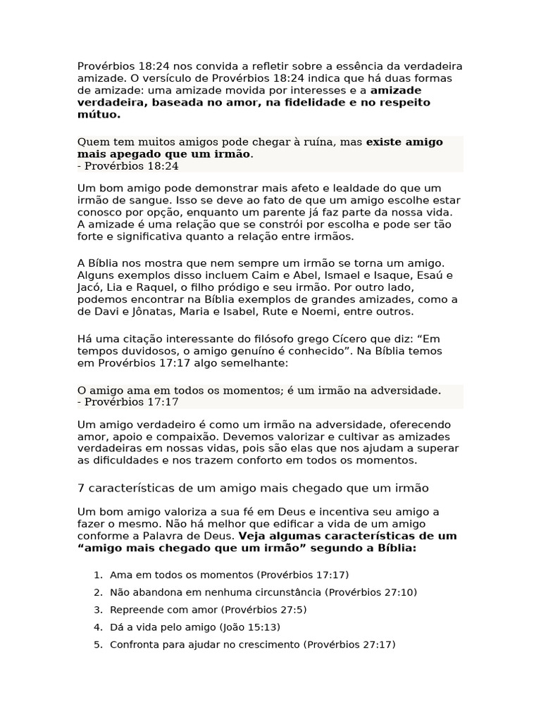 Amizade Verdadeira: Mais Próxima que um Irmão | PDF | Amizade | Amor, image size:768x1024